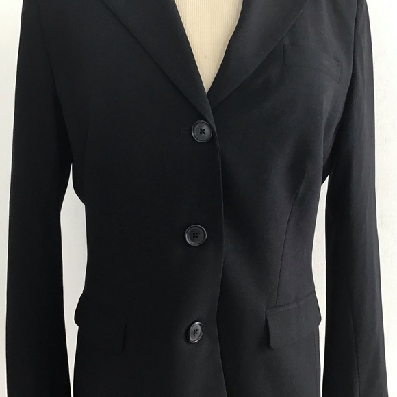 Banana Republic black three button stretch wool blend blazer size 10 - Picture 2 of 12